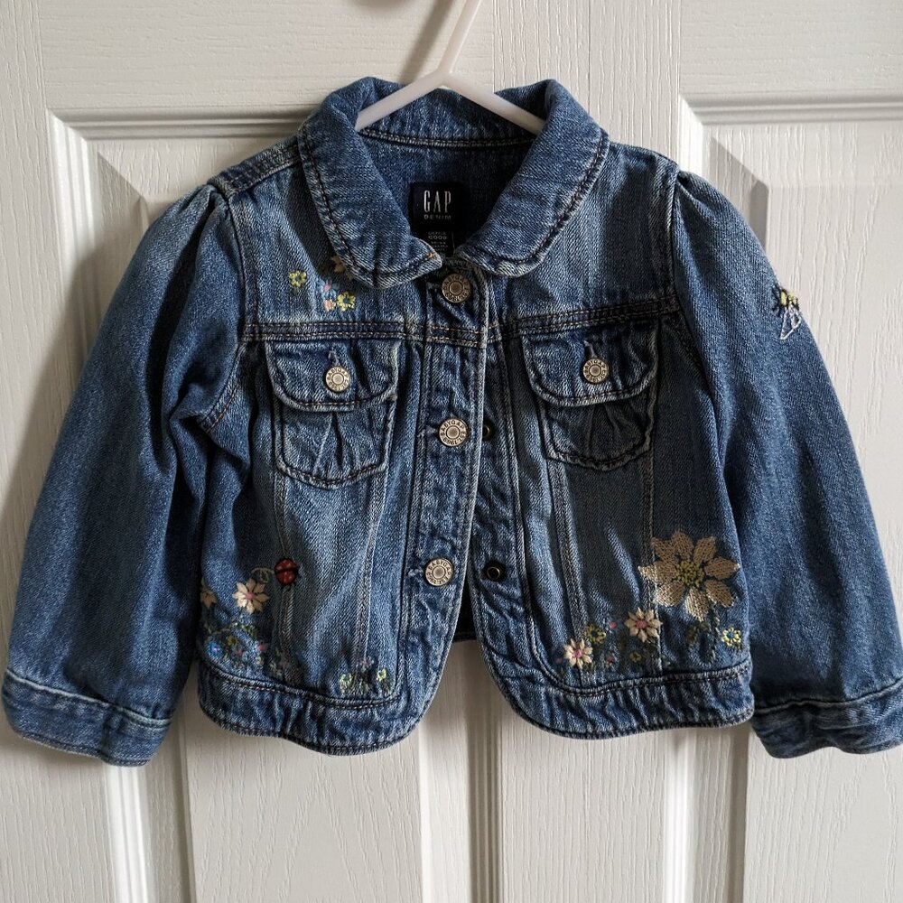 (Bundle 2 For $20) GAP Floral Embroidered GAP Kids Denim Jacket for Spring